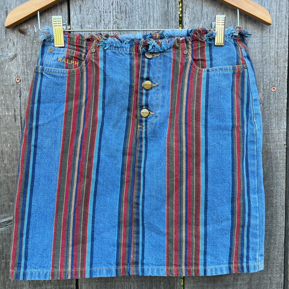 Ralph Lauren Striped Denim Mini Skirt